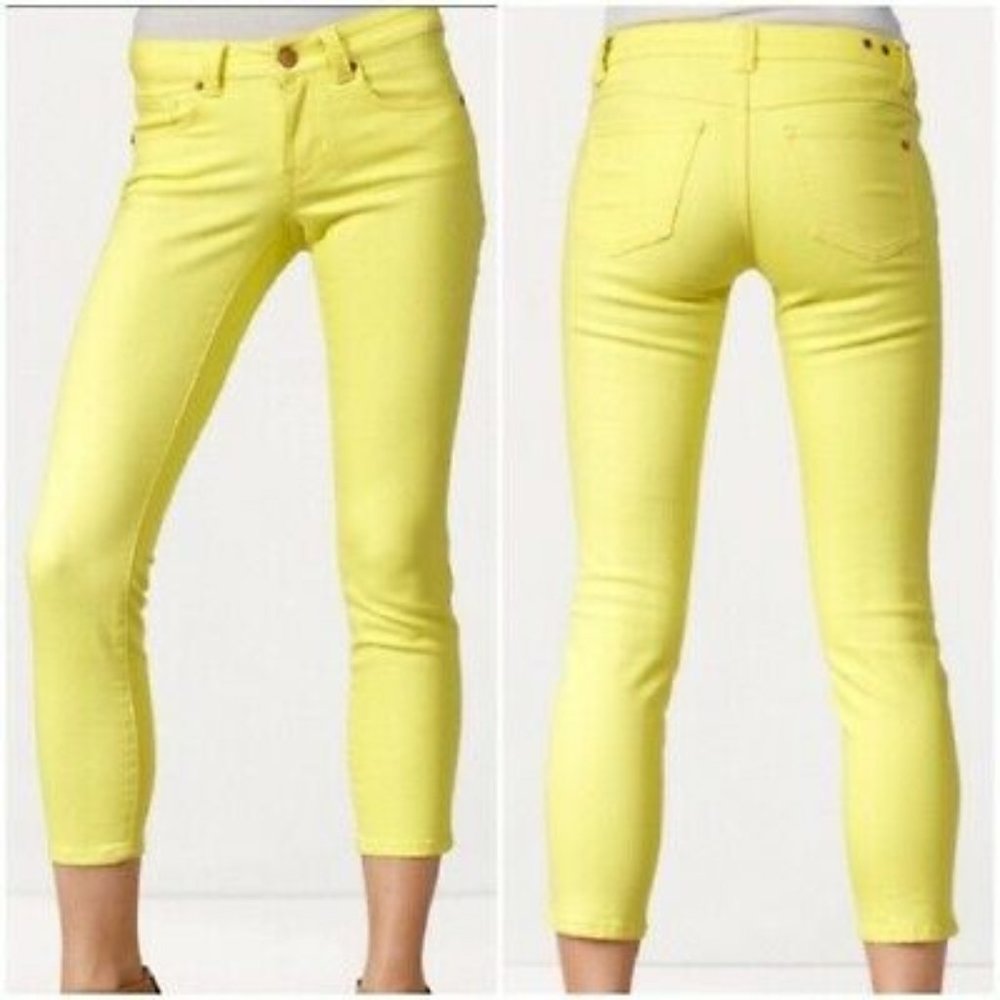 CAbi Yellow Cropped Jean Pant, Size 4